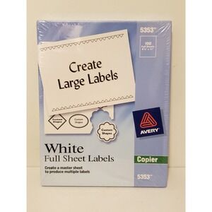 Avery Copier Full-Sheet Labels 8 1/2 x 11 White 100/Box 5353